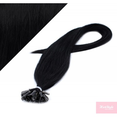 24" (60cm) Nail tip / U tip human hair pre bonded extensions - black