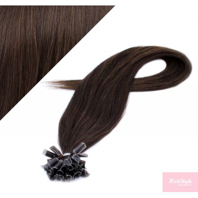 24" (60cm) Nail tip / U tip human hair pre bonded extensions - dark brown 
