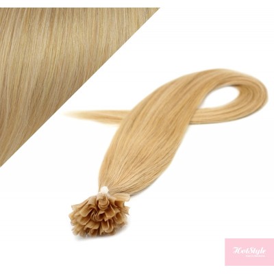 24" (60cm) Nail tip / U tip human hair pre bonded extensions - natural blonde