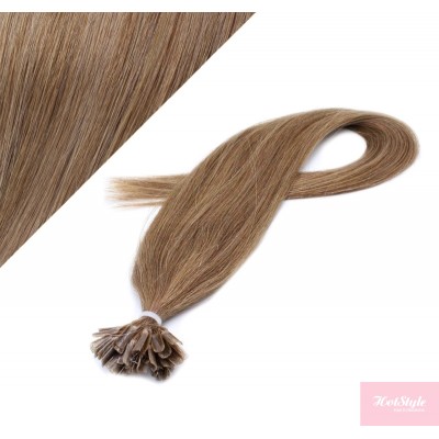 24" (60cm) Nail tip / U tip human hair pre bonded extensions - light brown