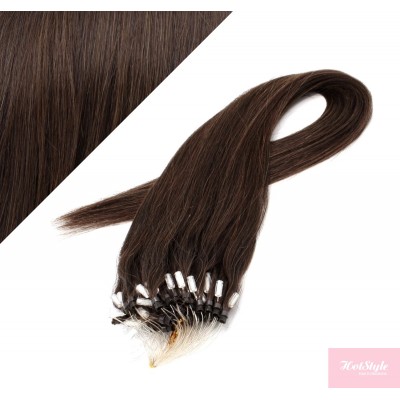 16" (40cm) Micro ring human hair extensions - dark brown