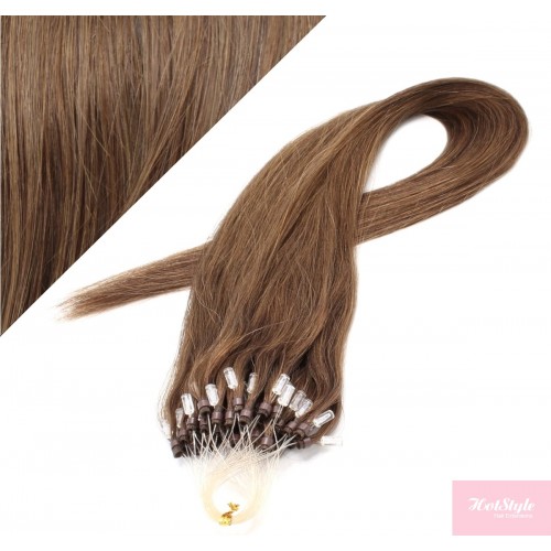 24" (60cm) ring human hair extensions – medium light brown - Hair Extensions Hotstyle