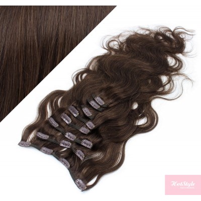 20" (50cm) Clip in wavy human REMY hair - dark brown