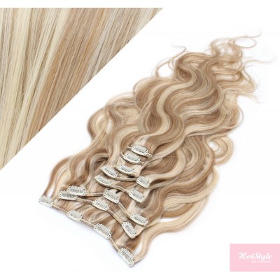 20" (50cm) Clip in wavy human REMY hair - mixed blonde