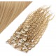 20" (50cm) Clip in curly human REMY hair - light blonde / natural blonde