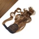 Clip in ponytail wrap / braid hair extension 24" wavy - medium brown