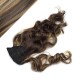 Clip in ponytail wrap / braid hair extension 24" wavy - dark brown / blonde