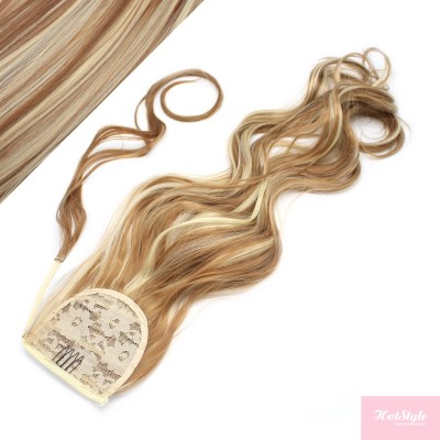 Clip in ponytail wrap / braid hair extension 24" curly - mixed blonde