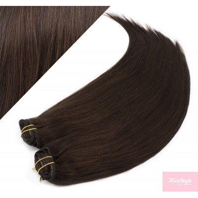 15" (40cm) Deluxe clip in human REMY hair - dark brown