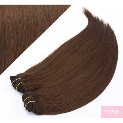 15" (40cm) Deluxe clip in human REMY hair - medium brown