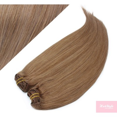 15" (40cm) Deluxe clip in human REMY hair - light brown