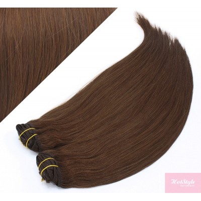 20" (50cm) Deluxe clip in human REMY hair - medium brown