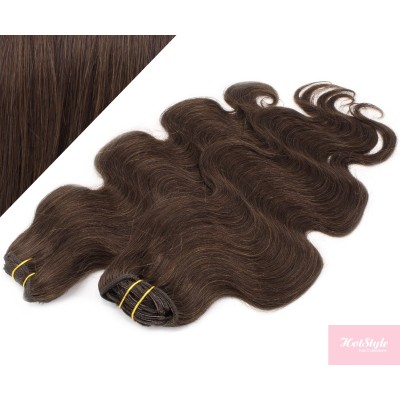 20" (50cm) Deluxe wavy clip in human REMY hair - dark brown