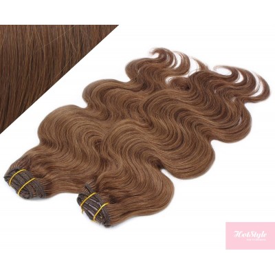 20" (50cm) Deluxe wavy clip in human REMY hair - medium brown