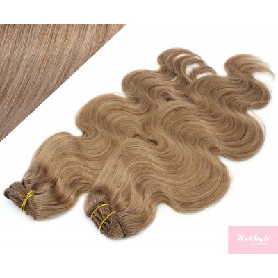 20" (50cm) Deluxe wavy clip in human REMY hair - light brown