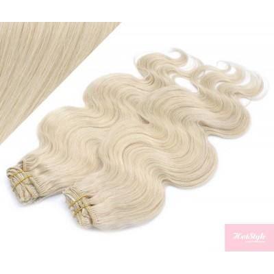 20" (50cm) Deluxe wavy clip in human REMY hair - platinum blonde