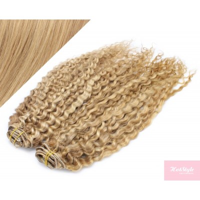 20" (50cm) Deluxe curly clip in human REMY hair - light blonde/natural blonde