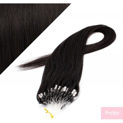 16" (40cm) Micro ring human hair extensions - natural black