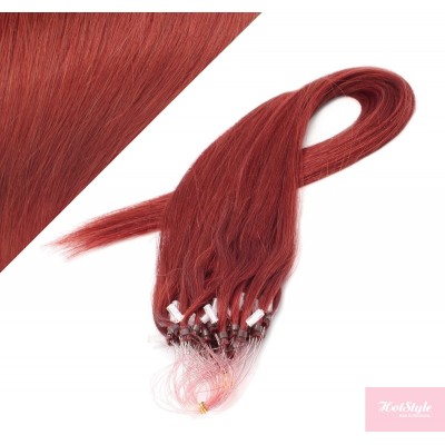 15" (40cm) Micro ring human hair extensions - copper red