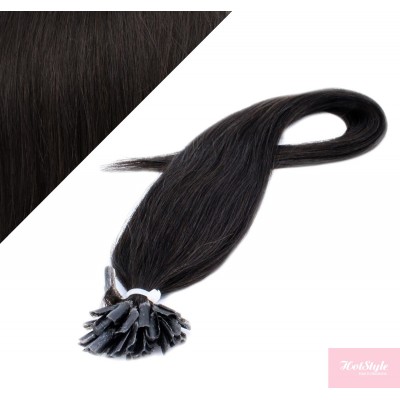 20" (50cm) Nail tip / U tip human hair pre bonded extensions - natural black