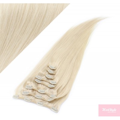 15" (40cm) Clip in human REMY hair - platinum blonde