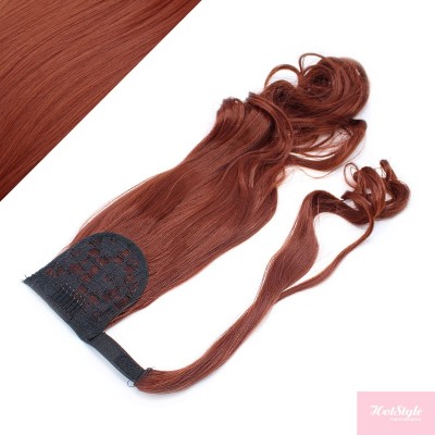 Clip in ponytail wrap / braid hair extension 24" wavy - copper red