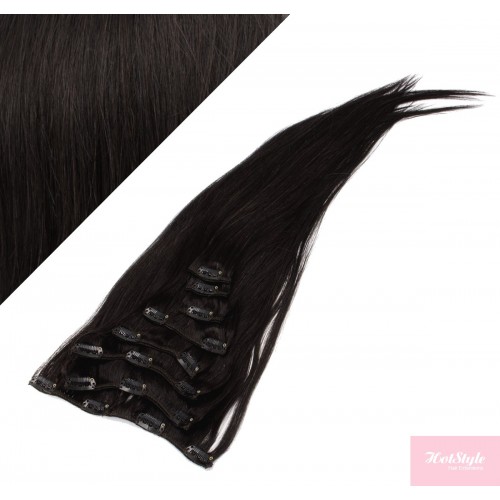 Clip in human hair Remy - natural black - 15