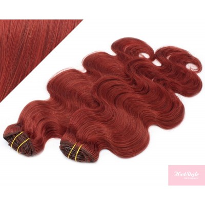 20" (50cm) Deluxe wavy clip in human REMY hair - copper red