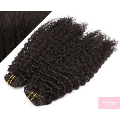 20" (50cm) Deluxe curly clip in human REMY hair - natural black