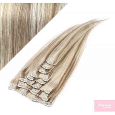 15" (40cm) Clip in human REMY hair - platinum/light brown