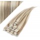 15" (40cm) Clip in human REMY hair - platinum/light brown