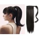 Clip in human hair ponytail wrap hair extension 20" straight - natural black