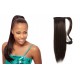 Clip in human hair ponytail wrap hair extension 20" straight - dark brown