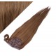 Clip in human hair ponytail wrap hair extension 20" straight - medium brown