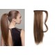 Clip in human hair ponytail wrap hair extension 20" straight - medium brown