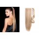 Clip in human hair ponytail wrap hair extension 20" straight - natural blonde