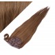 Clip in human hair ponytail wrap hair extension 24" straight - medium brown