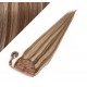 Clip in human hair ponytail wrap hair extension 24" straight - dark brown/blonde