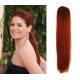 Clip in human hair ponytail wrap hair extension 20" straight - copper red