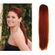 Clip in human hair ponytail wrap hair extension 24" straight - copper red