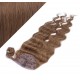 Clip in human hair ponytail wrap hair extension 20" wavy - medium brown
