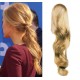 Clip in human hair ponytail wrap hair extension 20" wavy - natural blonde
