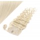 Clip in human hair ponytail wrap hair extension 20" wavy - platinum blonde