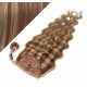 Clip in human hair ponytail wrap hair extension 20" wavy - dark brown/blonde