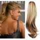 Clip in human hair ponytail wrap hair extension 20" wavy - light blonde/natural blonde