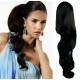 Clip in human hair ponytail wrap hair extension 24" wavy - black