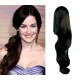 Clip in human hair ponytail wrap hair extension 24" wavy - natural black