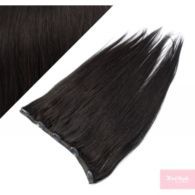 16" one piece full head clip in hair weft extension straight - natural black