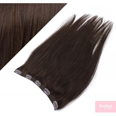 16" one piece full head clip in hair weft extension straight - dark brown