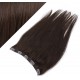 16" one piece full head clip in hair weft extension straight - dark brown